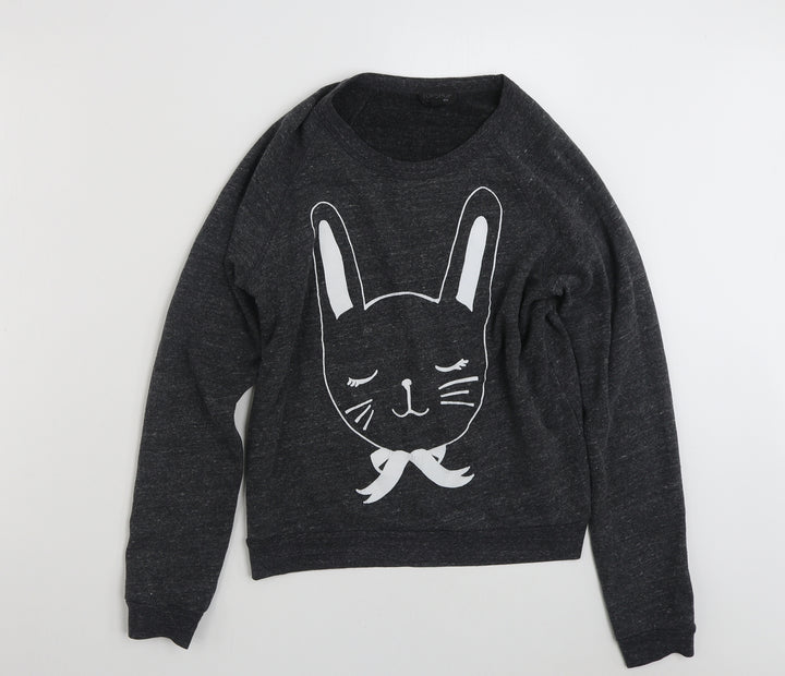 Topshop Womens Grey Polyester Pullover Sweatshirt Size 8 Pullover - Cat
