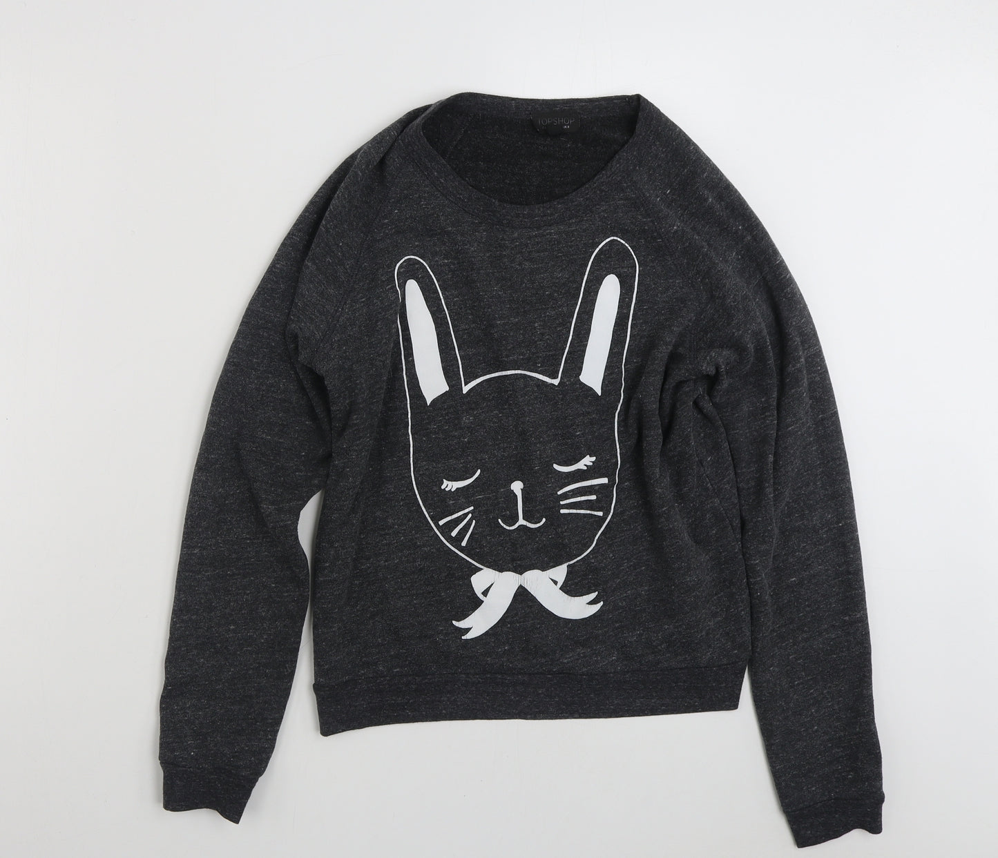 Topshop Womens Grey  Polyester Pullover Sweatshirt Size 8  Pullover - Cat