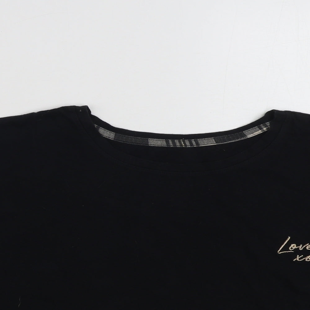 New Look Womens Black  100% Cotton Cropped T-Shirt Size L Crew Neck - Love xoxo