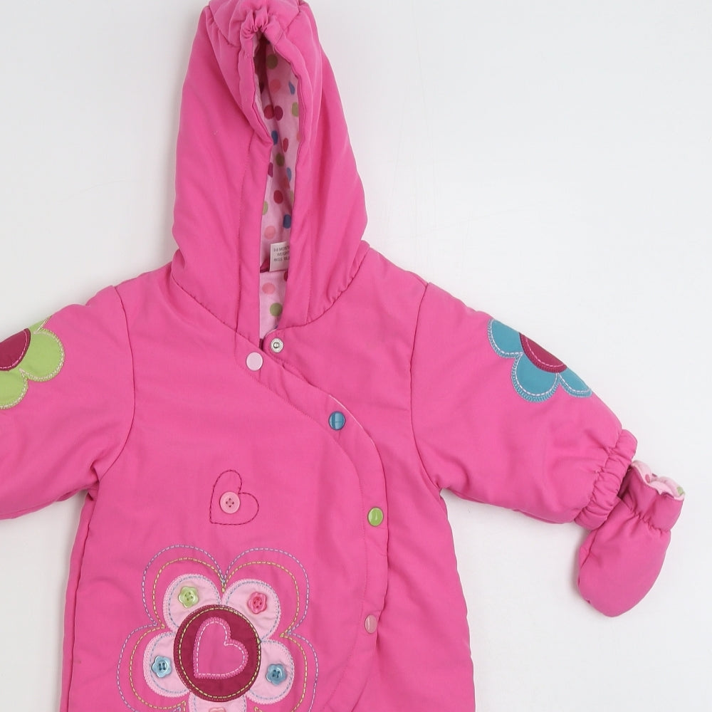 NEXT Girls Pink Floral  Jacket  Size 3-6 Months   Snap - Love Heart