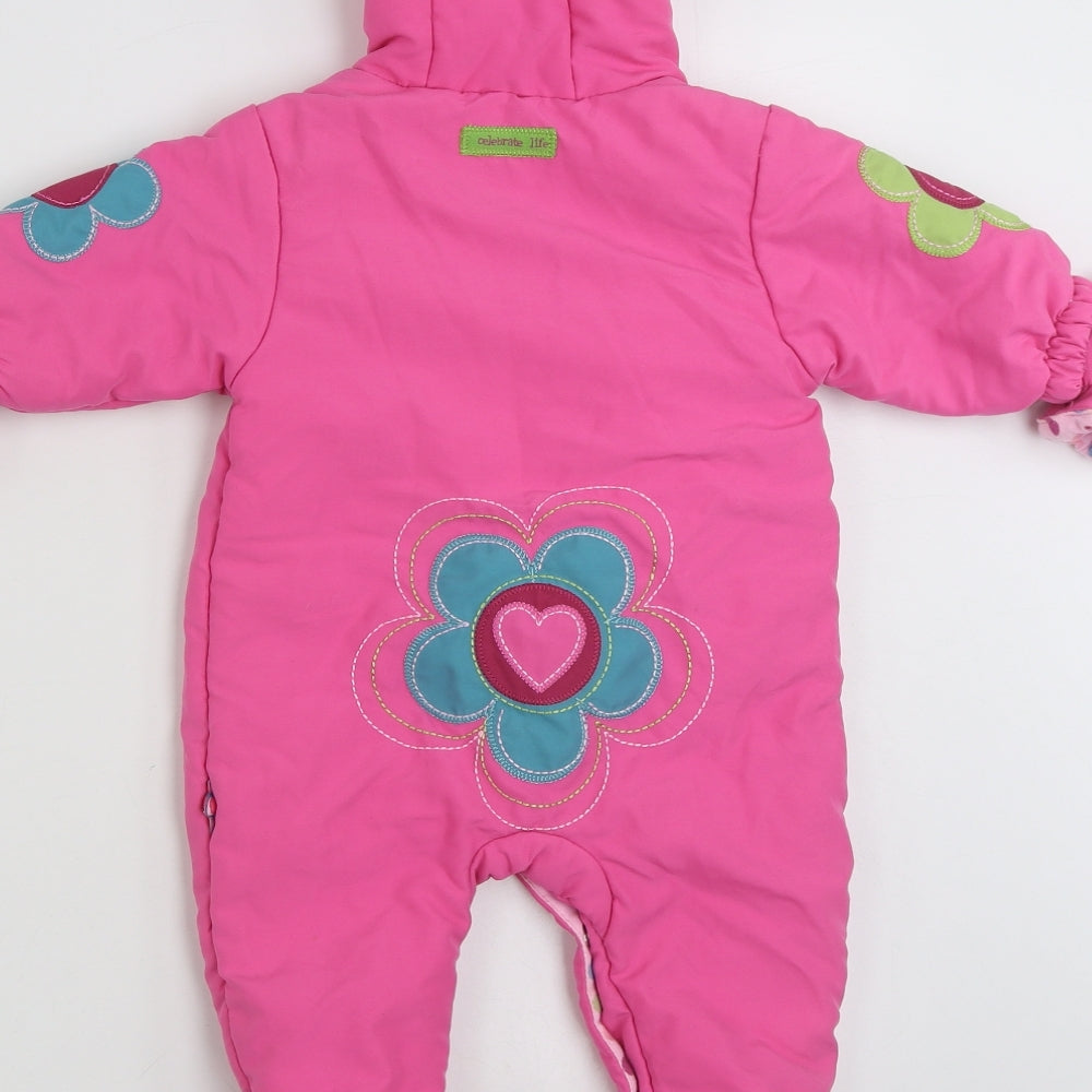 NEXT Girls Pink Floral  Jacket  Size 3-6 Months   Snap - Love Heart