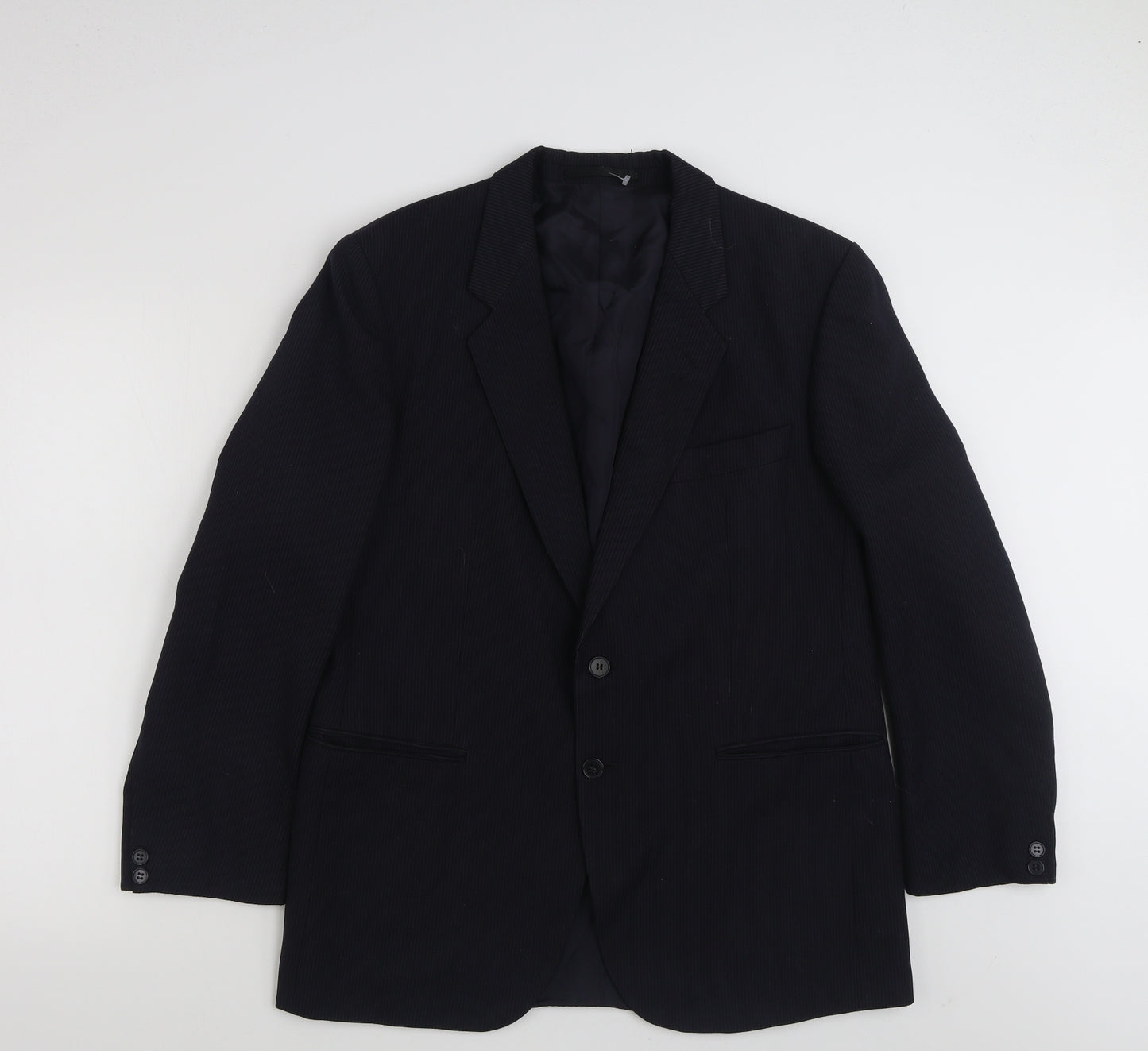 St Michael Mens Blue Striped Polyester Jacket Suit Jacket Size 42