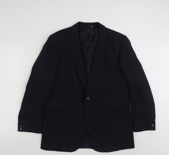 St Michael Mens Blue Striped Polyester Jacket Suit Jacket Size 42
