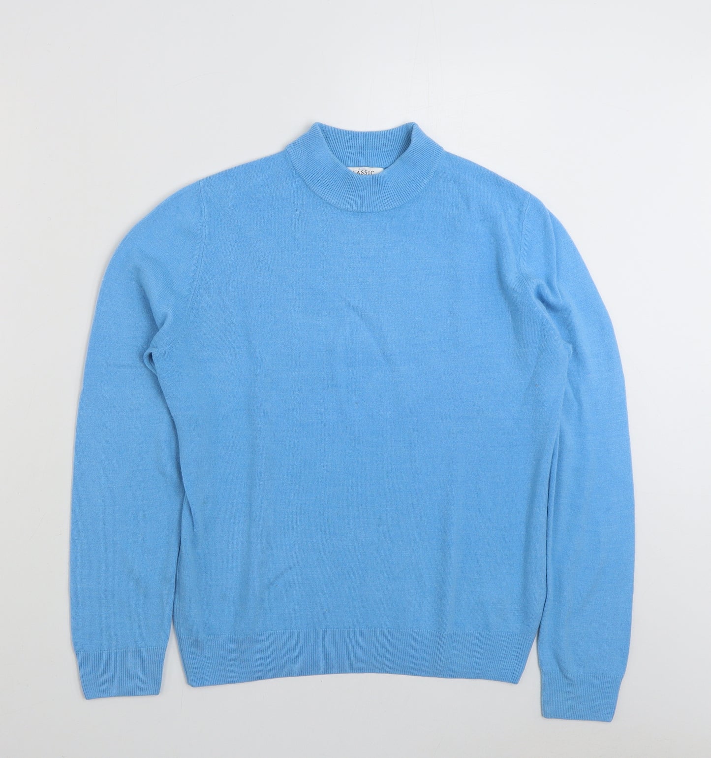 Marks and Spencer Womens Blue High Neck  Acrylic Pullover Jumper Size 12