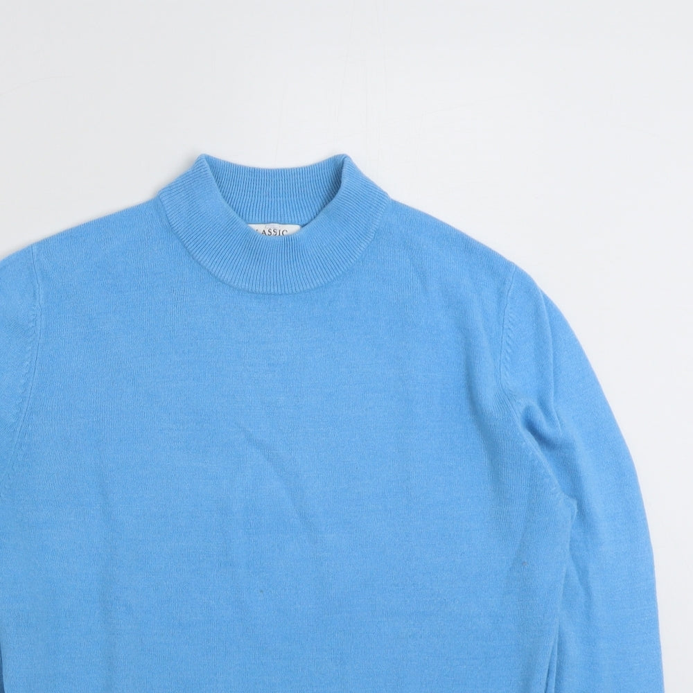 Marks and Spencer Womens Blue High Neck  Acrylic Pullover Jumper Size 12