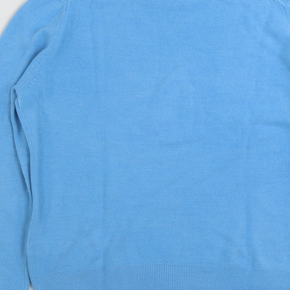 Marks and Spencer Womens Blue High Neck  Acrylic Pullover Jumper Size 12