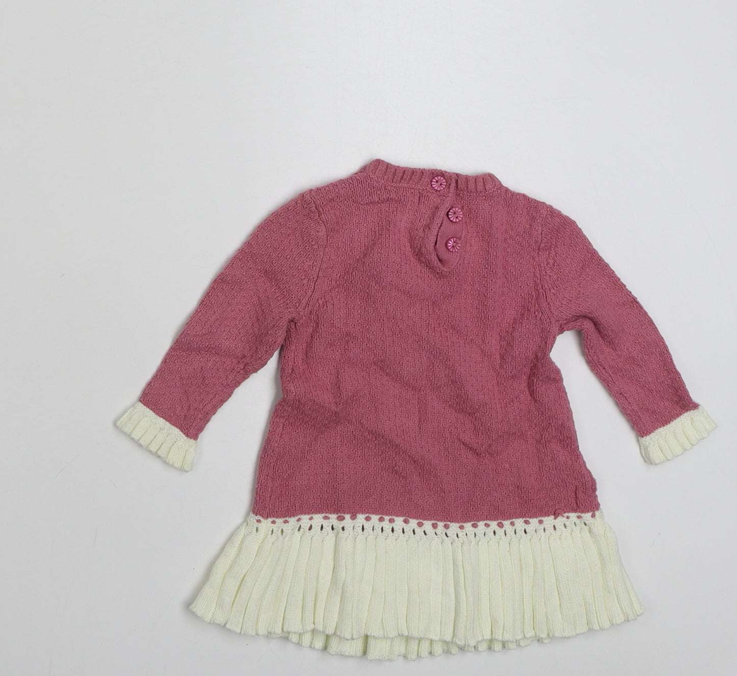 Max Studio Girls Pink  Cotton Jumper Dress  Size 3-6 Months  Crew Neck Button