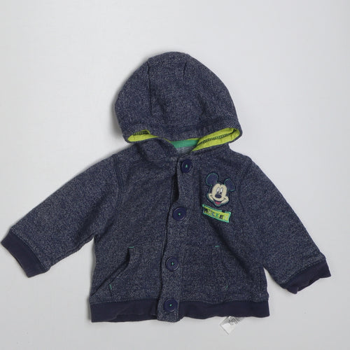 George Boys Blue  Cotton Cardigan Jumper Size 3-6 Months  Button - Mickey Mouse