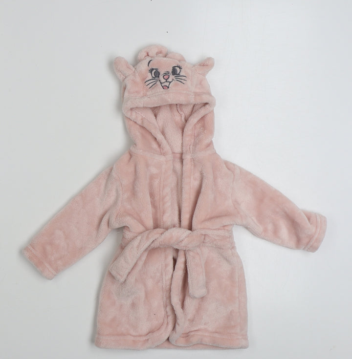 George Girls Pink Solid 100% Polyester Robe  Size 3-6 Months  Tie - Rabbit