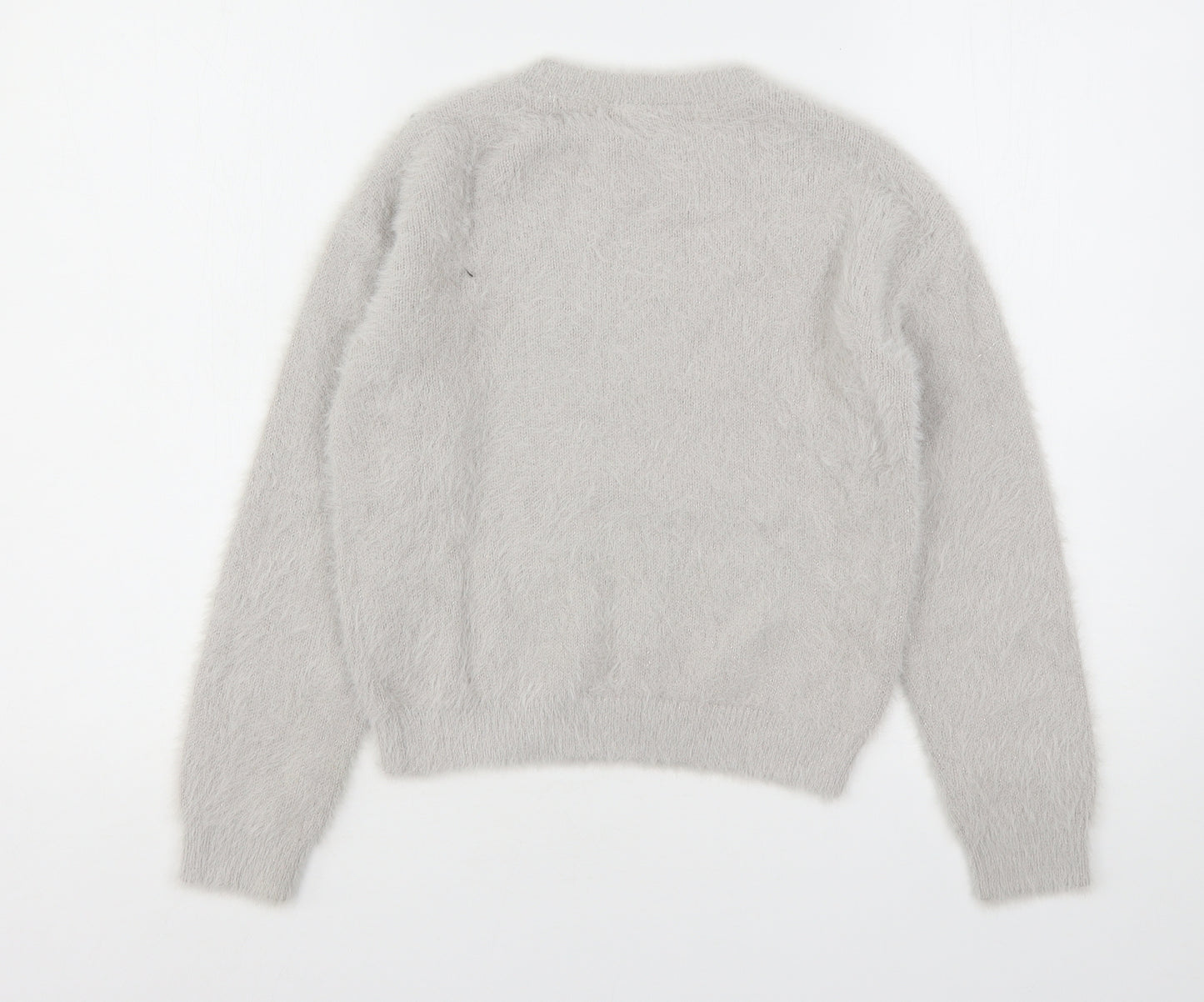 NEXT Girls Grey Round Neck  Nylon Pullover Jumper Size 10 Years