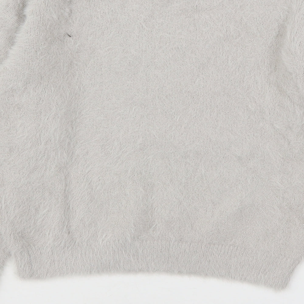 NEXT Girls Grey Round Neck  Nylon Pullover Jumper Size 10 Years