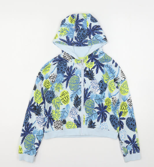 TU Girls Multicoloured Floral Cotton Full Zip Hoodie Size 11 Years
