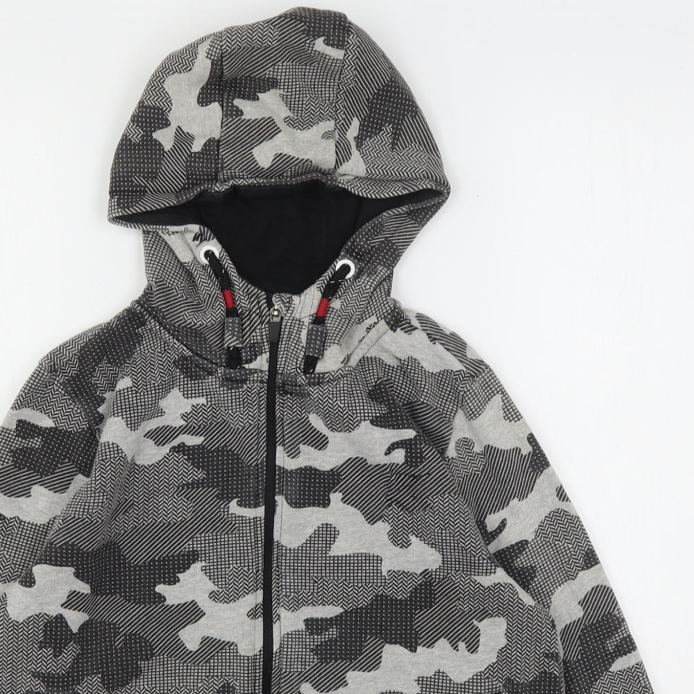 Nutmeg Boys Grey Camouflage Cotton Full Zip Hoodie Size 13-14 Years