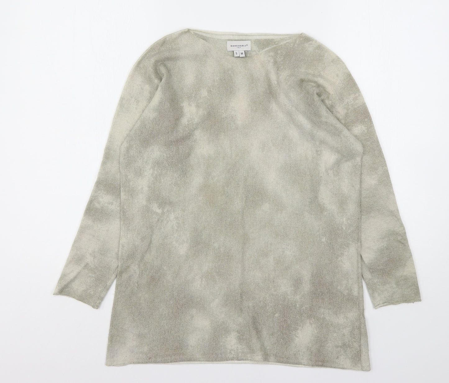 Bianco&Blue Womens Grey  Viscose Basic T-Shirt Size S Round Neck