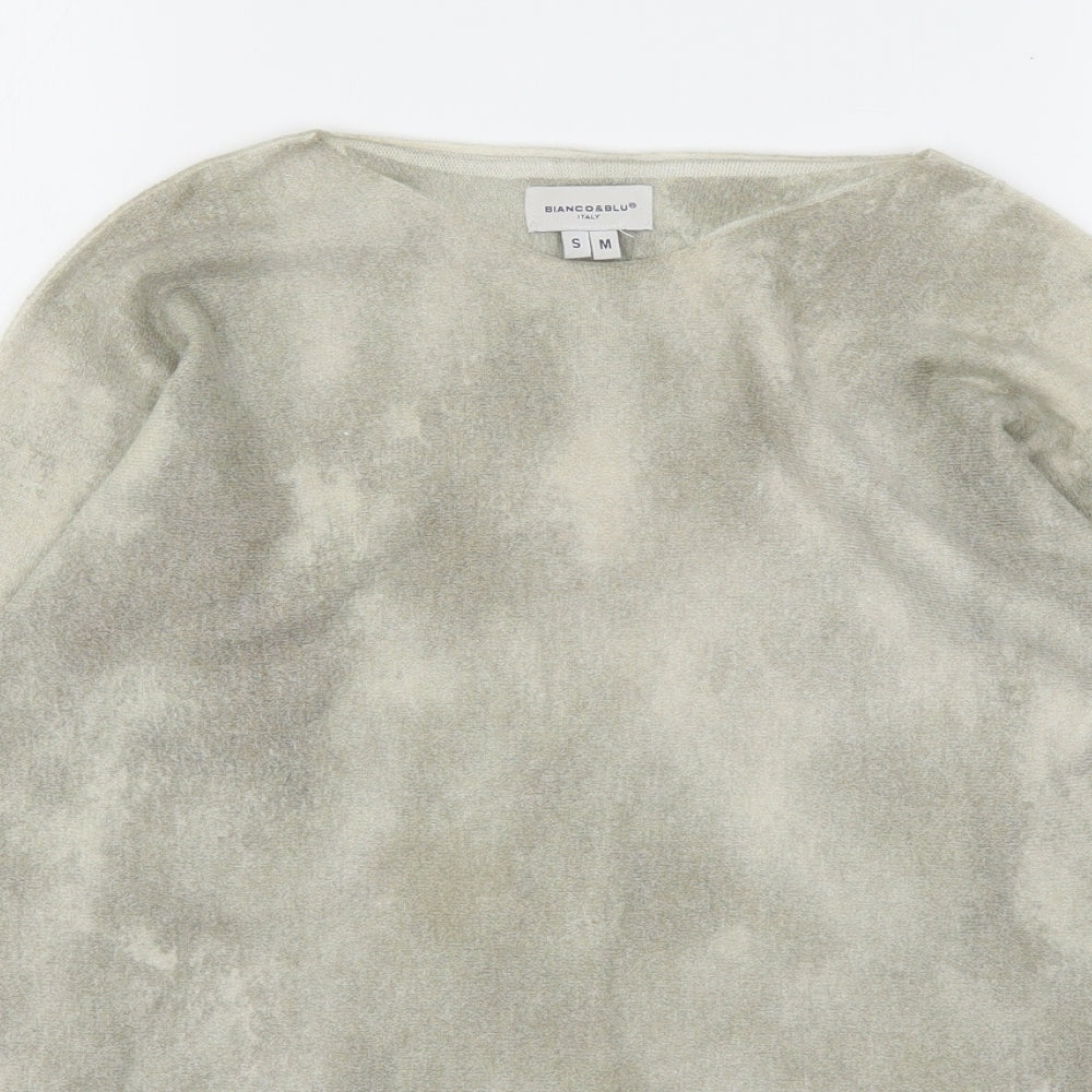 Bianco&Blue Womens Grey  Viscose Basic T-Shirt Size S Round Neck