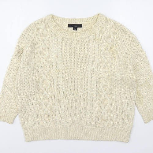 Amara Reya Womens Beige Round Neck  Acrylic Pullover Jumper Size 12