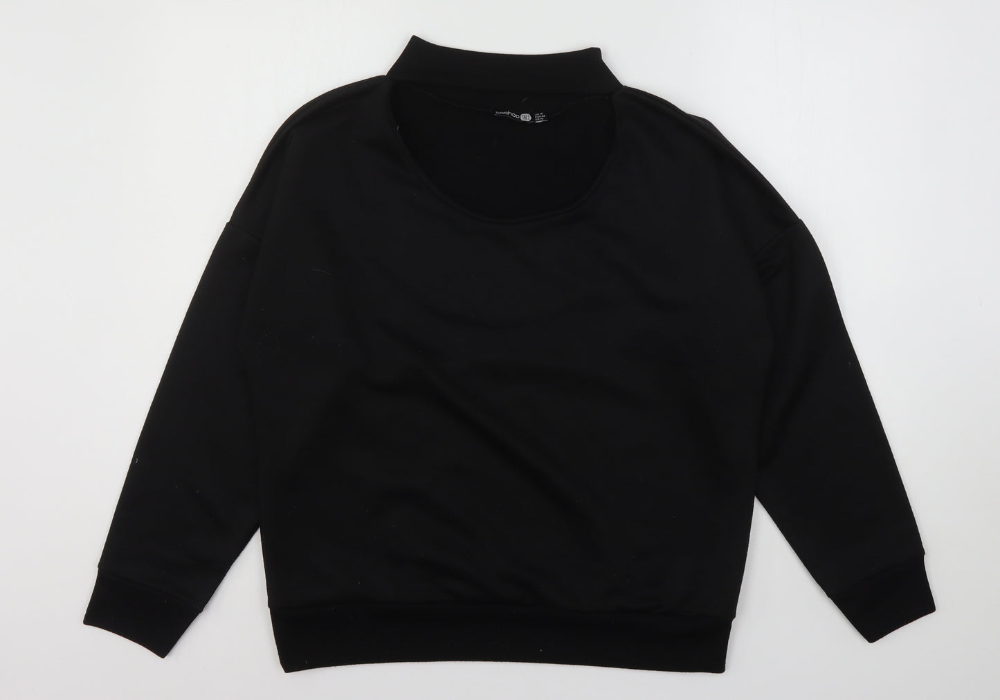 Boohoo Womens Black  Polyester Pullover Sweatshirt Size 14