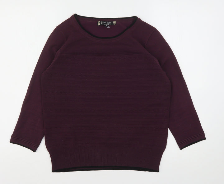 Principles Womens Purple Round Neck Acrylic Pullover Jumper Size 14