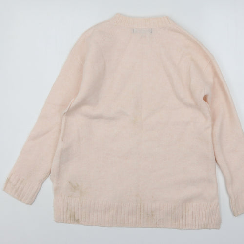 Marks and Spencer Womens Pink Round Neck  Acrylic Pullover Jumper Size S