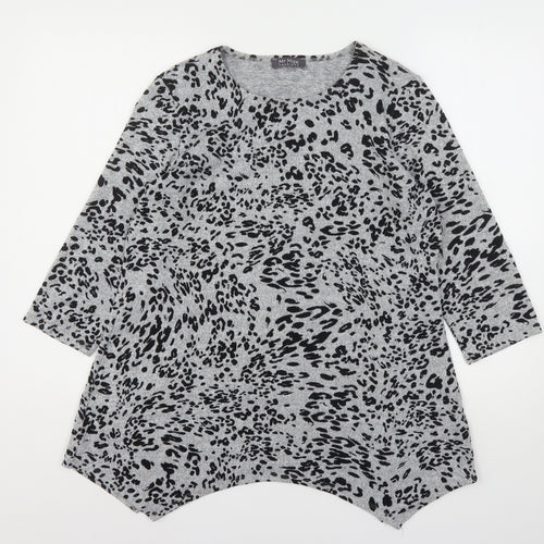 Mr Max Womens Grey Round Neck Animal Print Polyester Pullover Jumper Size S