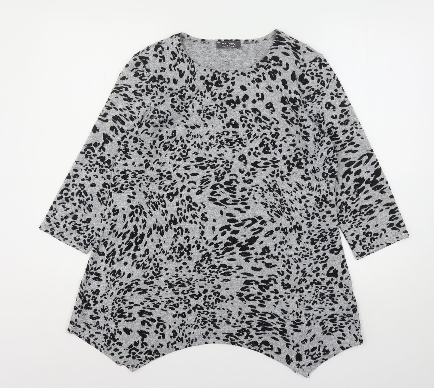 Mr Max Womens Grey Round Neck Animal Print Polyester Pullover Jumper Size S