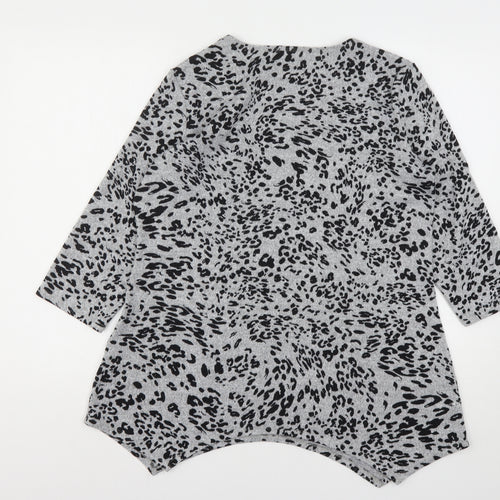 Mr Max Womens Grey Round Neck Animal Print Polyester Pullover Jumper Size S