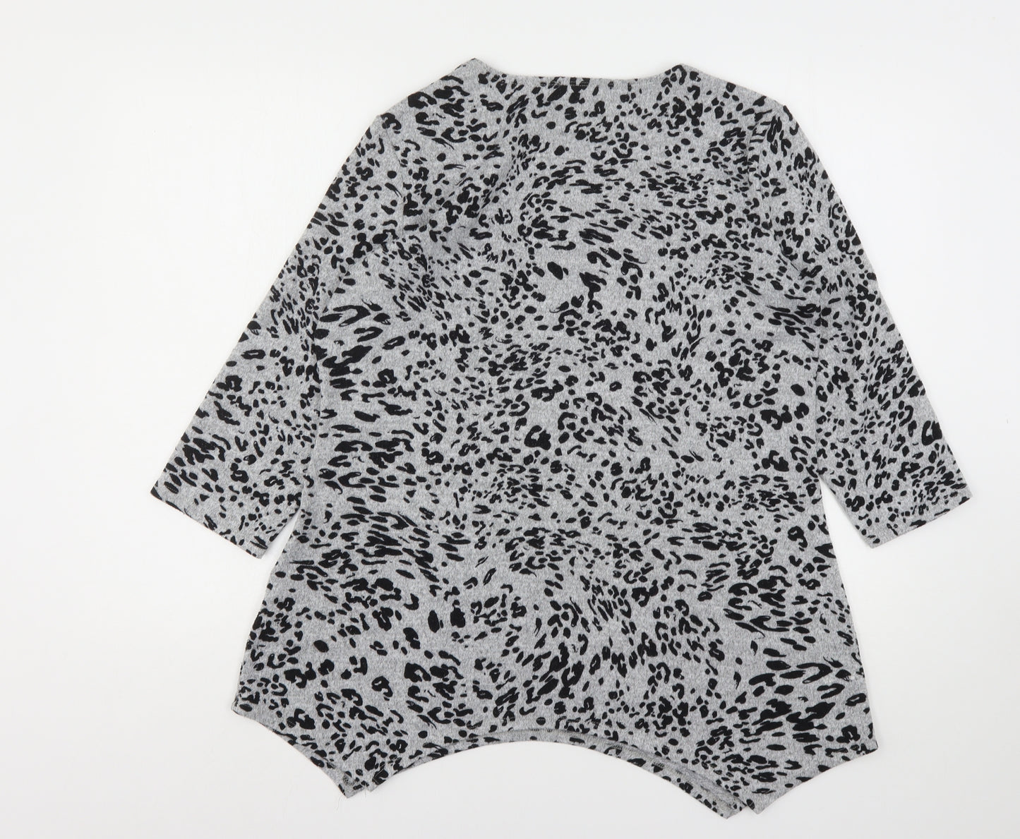 Mr Max Womens Grey Round Neck Animal Print Polyester Pullover Jumper Size S
