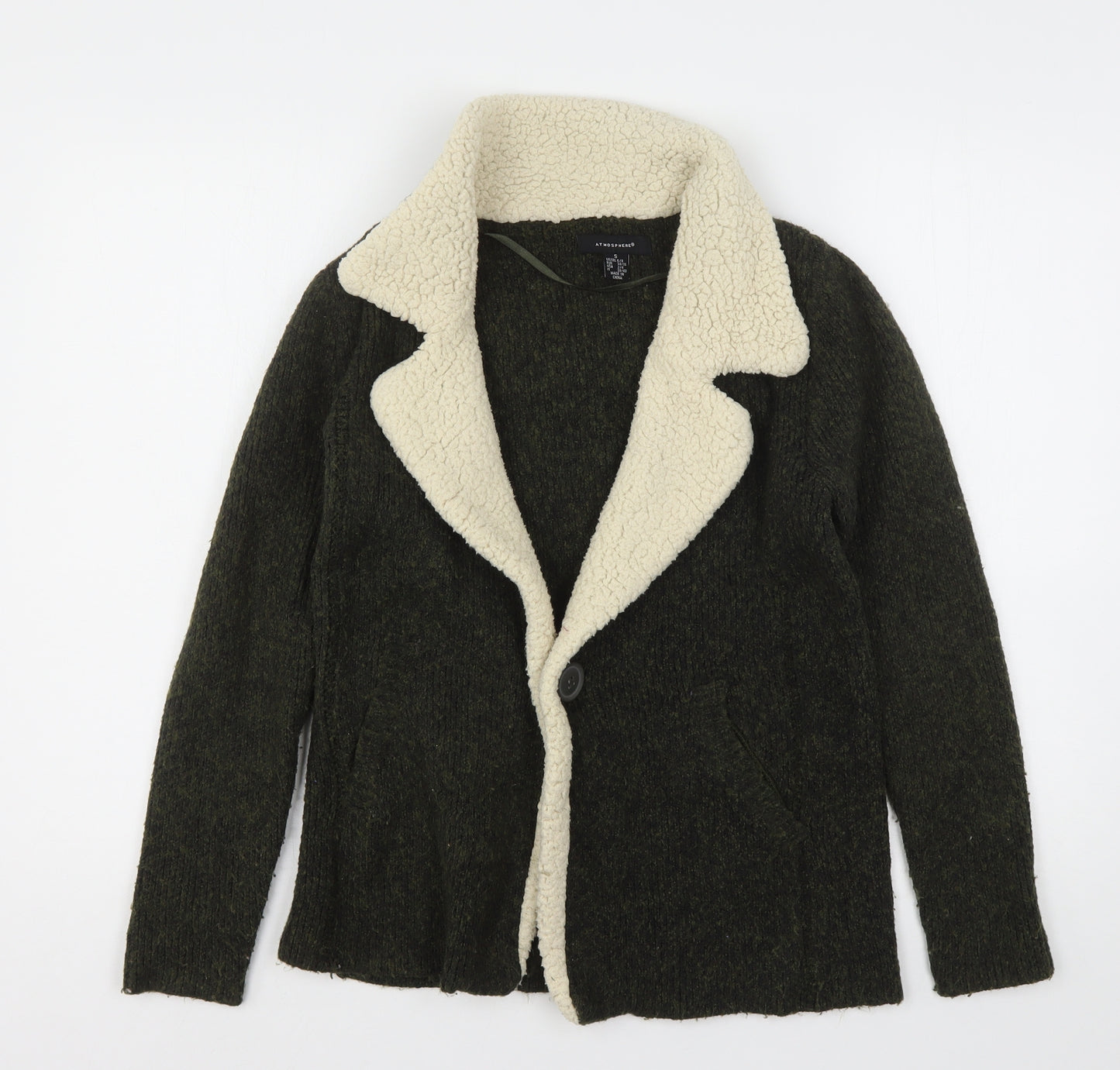 Primark Womens Green V-Neck  Polyester Cardigan Jumper Size 6