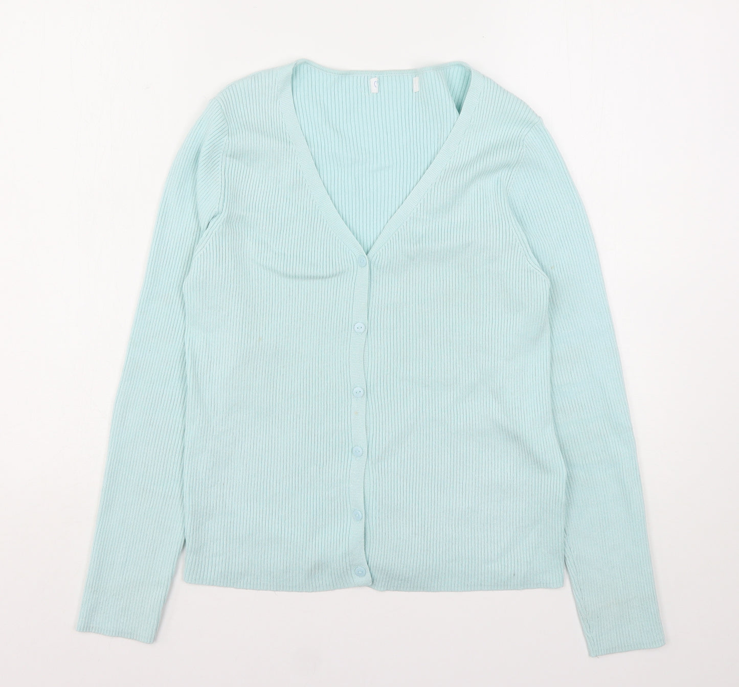 Primark Womens Blue V-Neck  Viscose Cardigan Jumper Size 12