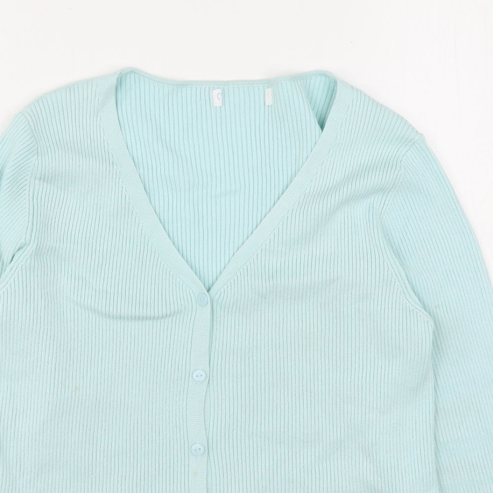 Primark Womens Blue V-Neck  Viscose Cardigan Jumper Size 12