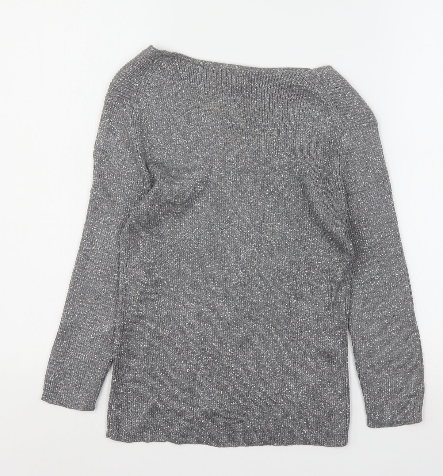 Precis Womens Silver V-Neck  Viscose Pullover Jumper Size S