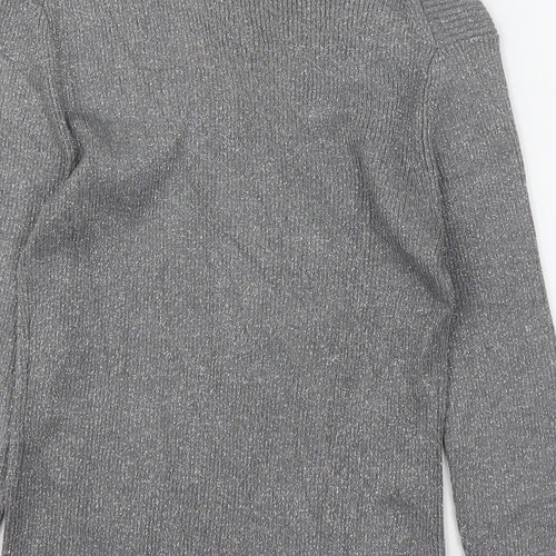 Precis Womens Silver V-Neck  Viscose Pullover Jumper Size S