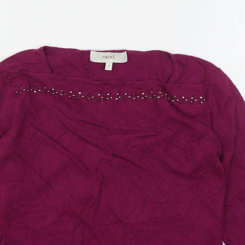 NEXT Womens Purple Square Neck  Cotton Pullover Jumper Size 8