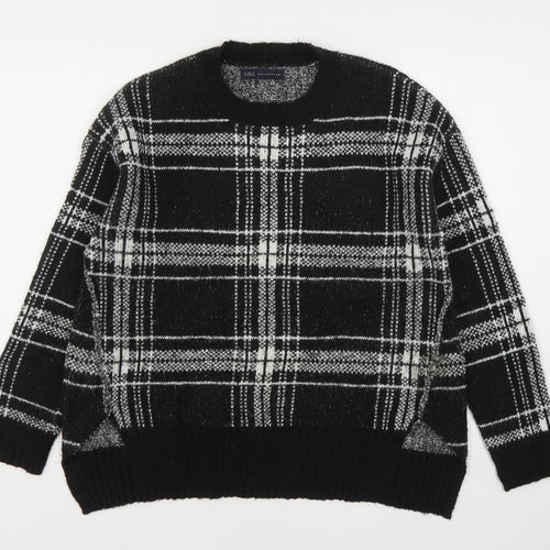 Marks and Spencer Womens Multicoloured Round Neck Plaid Acrylic Pullover Jumper Size M