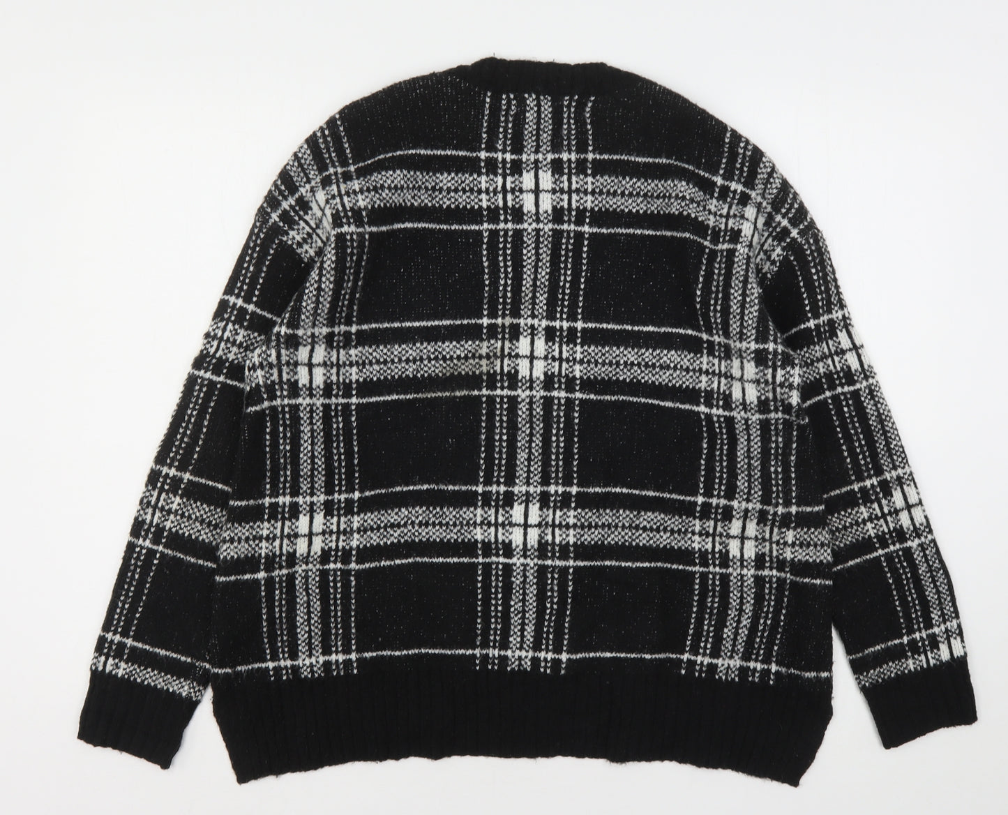 Marks and Spencer Womens Multicoloured Round Neck Plaid Acrylic Pullover Jumper Size M