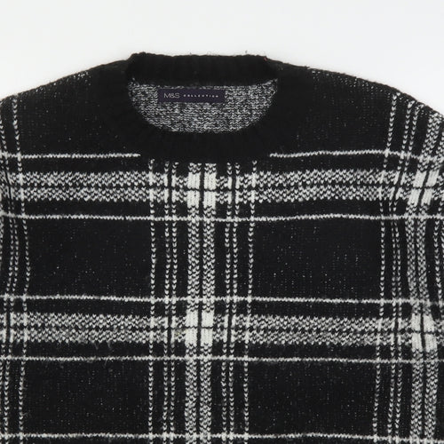 Marks and Spencer Womens Multicoloured Round Neck Plaid Acrylic Pullover Jumper Size M