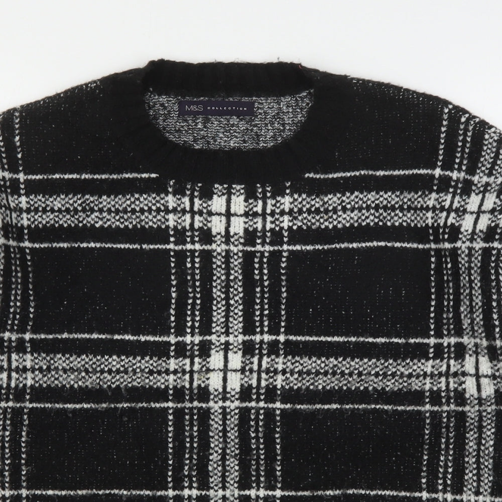 Marks and Spencer Womens Multicoloured Round Neck Plaid Acrylic Pullover Jumper Size M