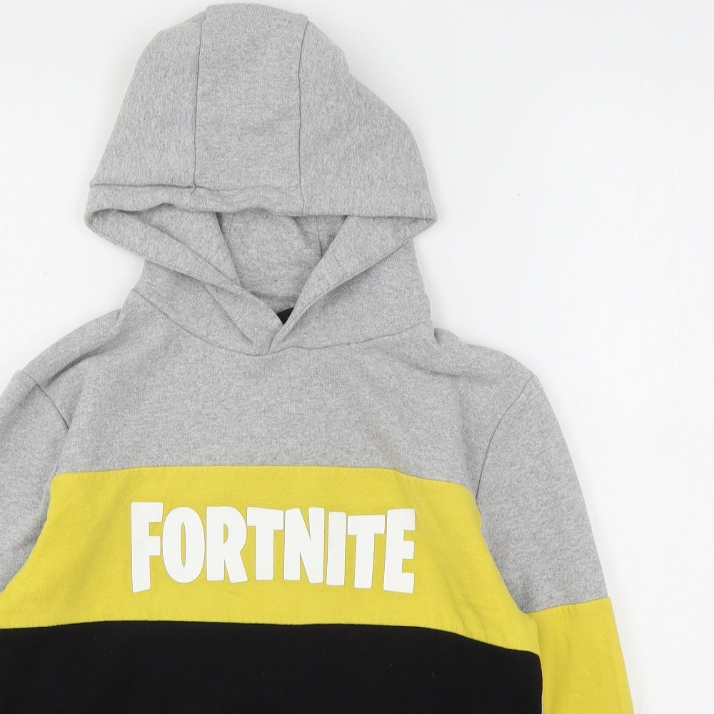 Primark Boys Multicoloured Colourblock Cotton Pullover Hoodie Size L   - Fortnite