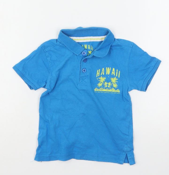 Rebel Boys Blue Cotton Basic Polo Size 2-3 Years Collared - Hawaii