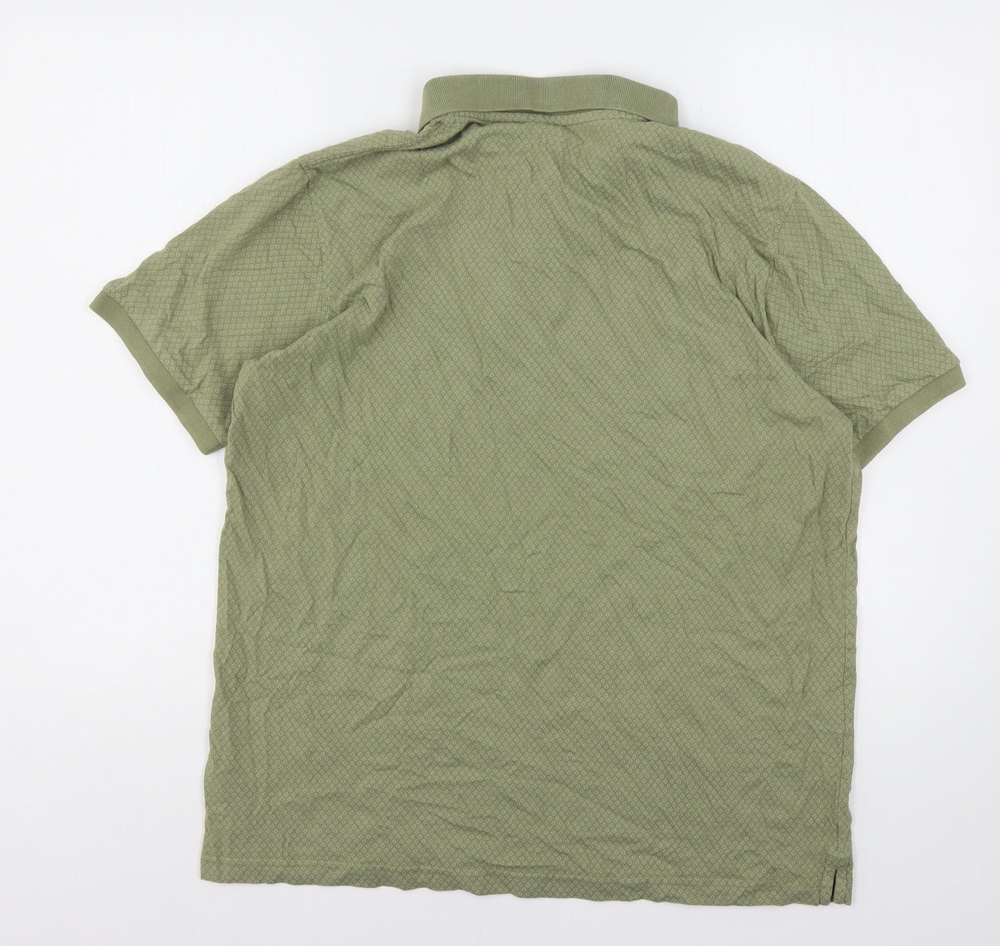 Dunnes Stores Mens Green Geometric Cotton  Polo Size L Collared