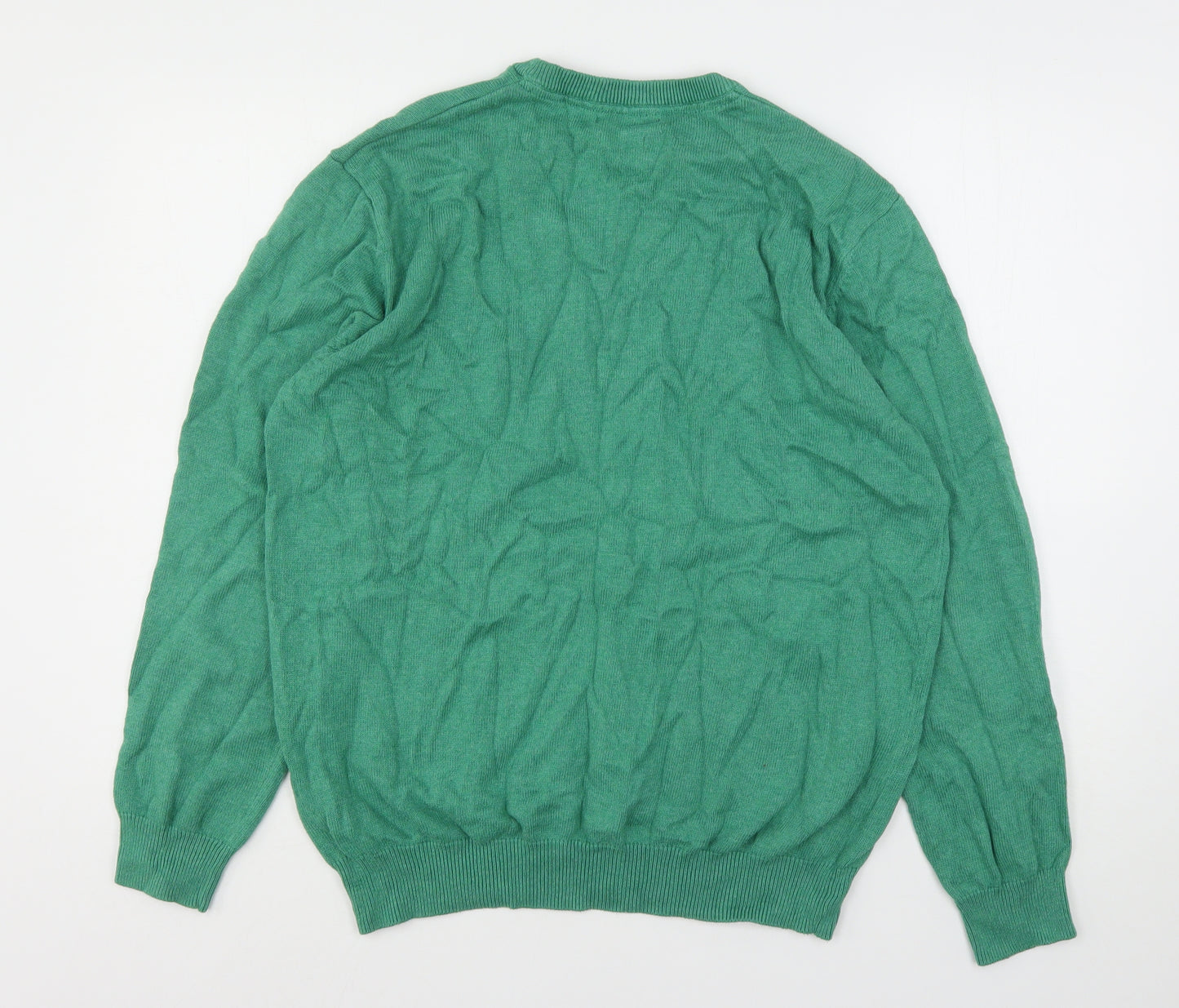Dunnes Stores Mens Green Round Neck  Cotton Pullover Jumper Size XL