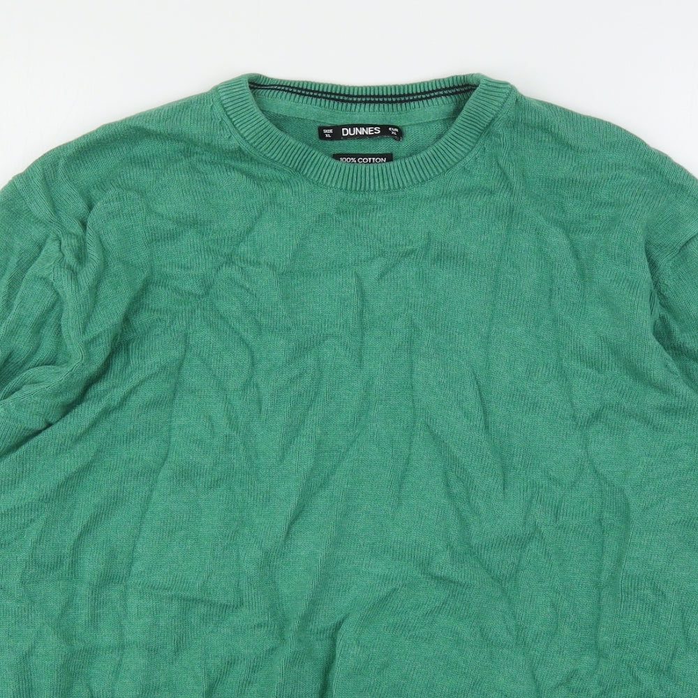 Dunnes Stores Mens Green Round Neck  Cotton Pullover Jumper Size XL