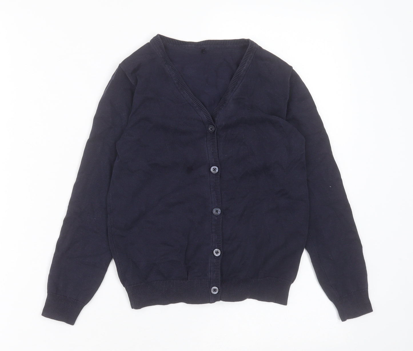George Girls Blue V-Neck  Cotton Cardigan Jumper Size 7-8 Years  Button - school cardigan