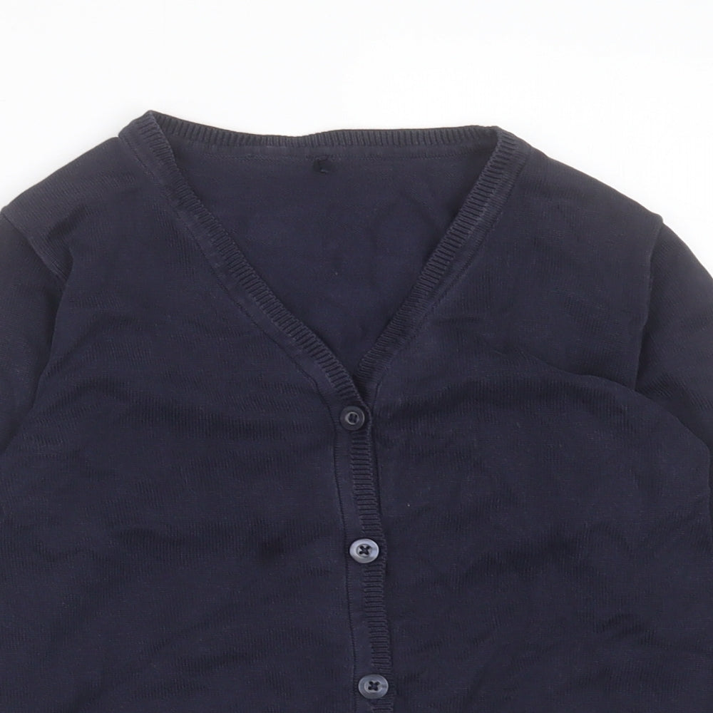 George Girls Blue V-Neck  Cotton Cardigan Jumper Size 7-8 Years  Button - school cardigan