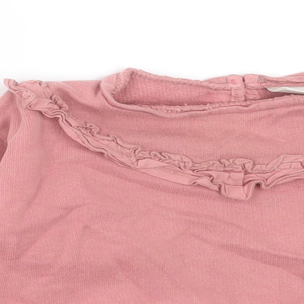 Zara Girls Pink  Cotton Pullover Jumper Size 6-9 Months  Button