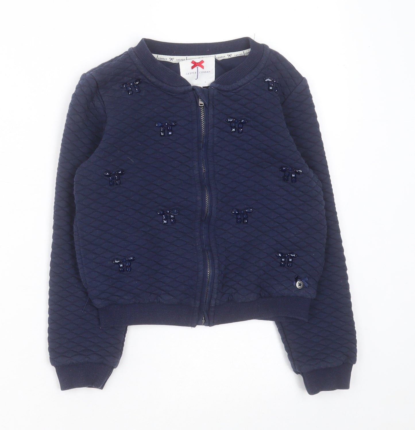 Jasper Conran Girls  Geometric Cotton Full Zip Sweatshirt Size 7-8 Years  Zip