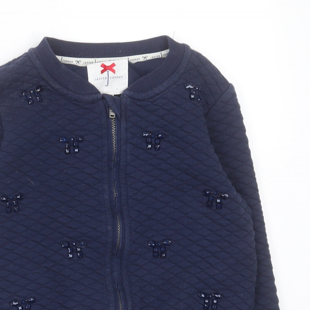 Jasper Conran Girls  Geometric Cotton Full Zip Sweatshirt Size 7-8 Years  Zip