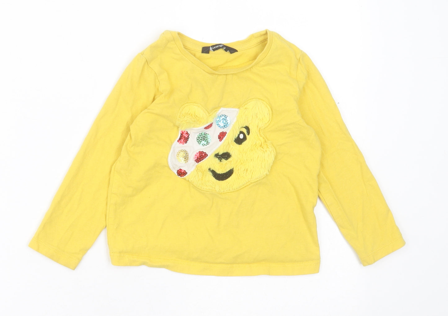 George Baby Yellow  Cotton Basic Casual Size 18-24 Months Crew Neck Pullover - Pudsey