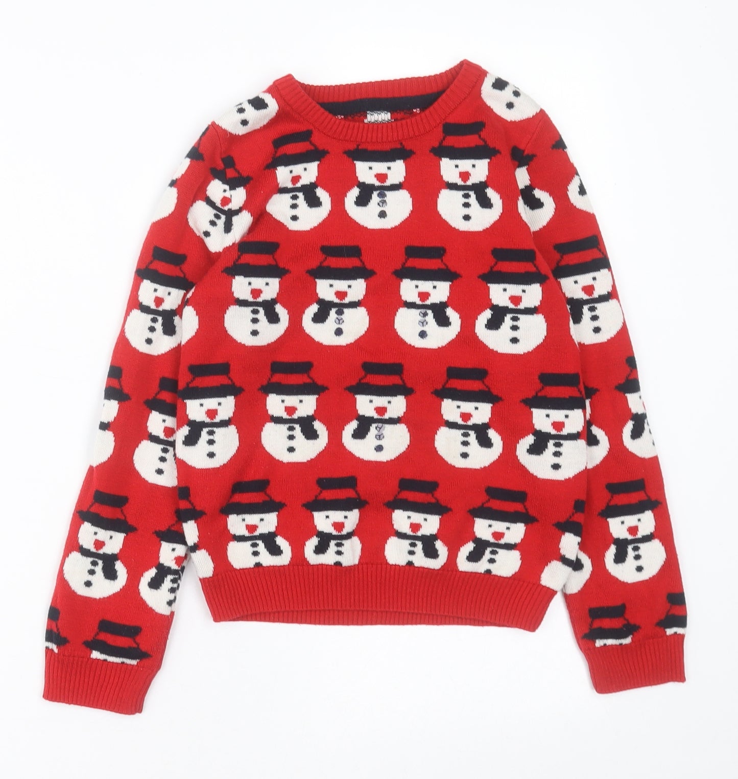 geprge Boys Red Crew Neck Geometric Acrylic Pullover Jumper Size 8-9 Years  Pullover - Christmas Jumper