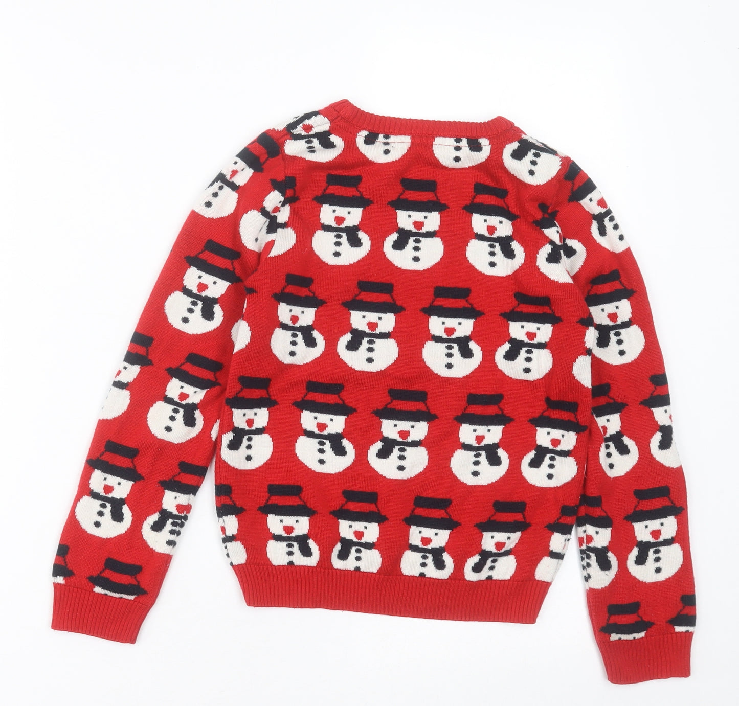 geprge Boys Red Crew Neck Geometric Acrylic Pullover Jumper Size 8-9 Years  Pullover - Christmas Jumper